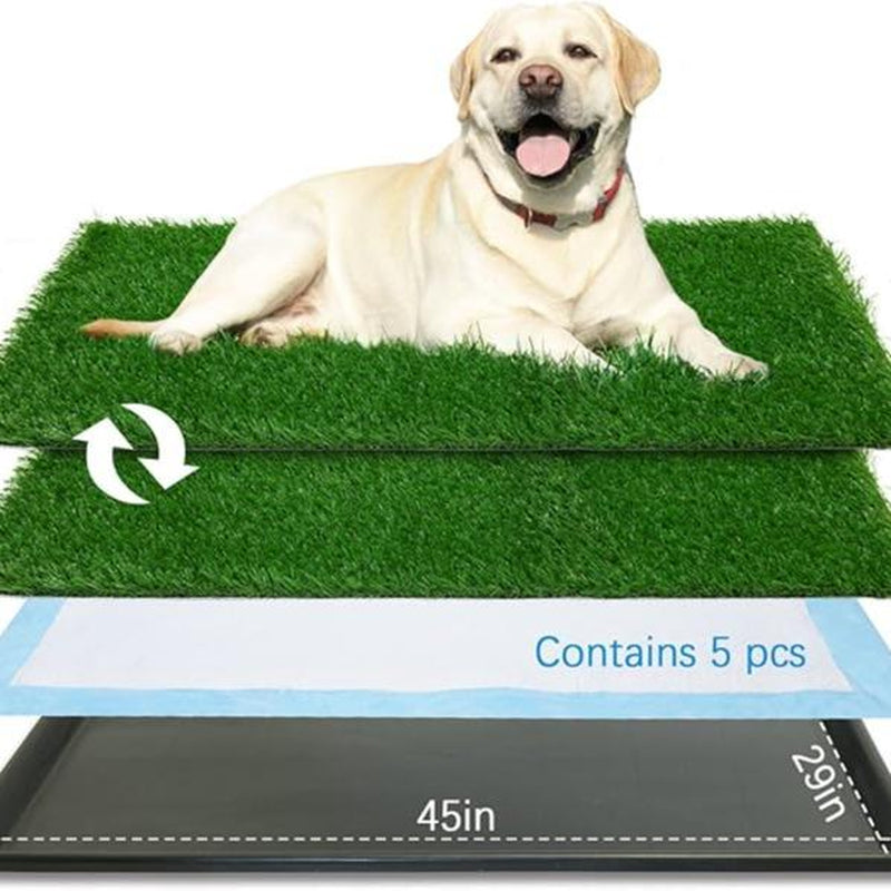 Dog Grass Pad with Tray, Indoor Dog Potty ,Artificial Fakedisposable Puppy Pads,For Puppy Training Apartment,Outdoor Use, Easy to Clean Puppy Toilet Training Pad, Ideal for Medium & Small Dogs