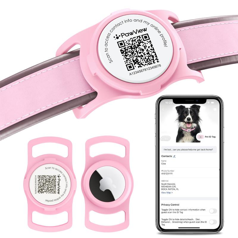 Airtag Dog Collar Holder, Smart QR Code Airtag Holder for Cats and Dogs - Scan Alert | Instant Location | Pet Online Profile | Contact Info | Pet APP Remote Control 1 Pack