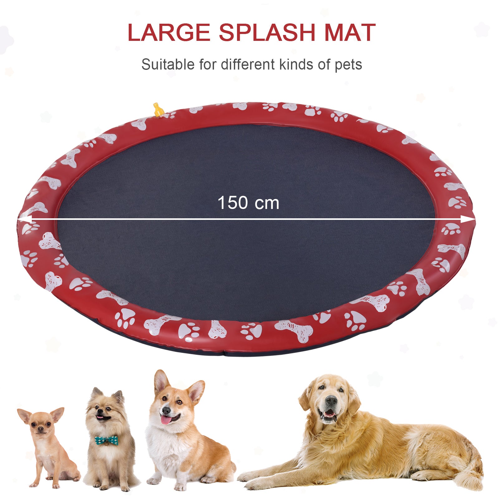 Splash Pad Sprinkler for Pets Dog Bath Pool Water Game Mat Outdoor