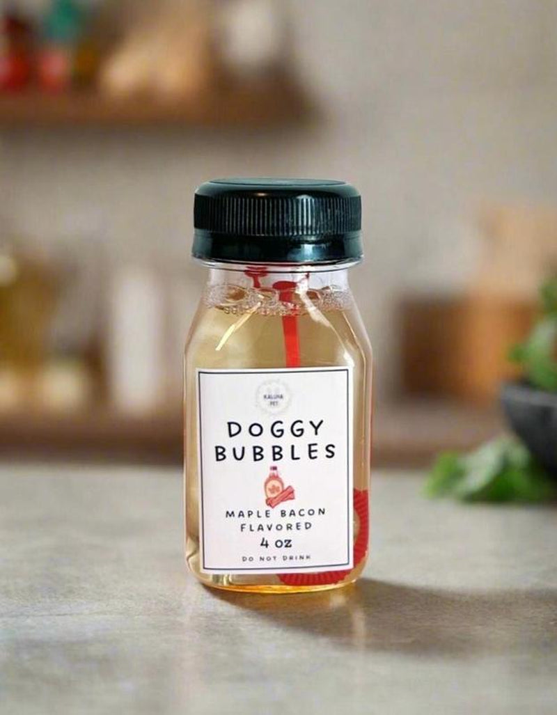 Gourmet Dog Bubbles - Scented & Flavored for Pets (Fried Chicken, Maple Bacon, Peanut Butter, Blueberry, Pumpkin Pie)