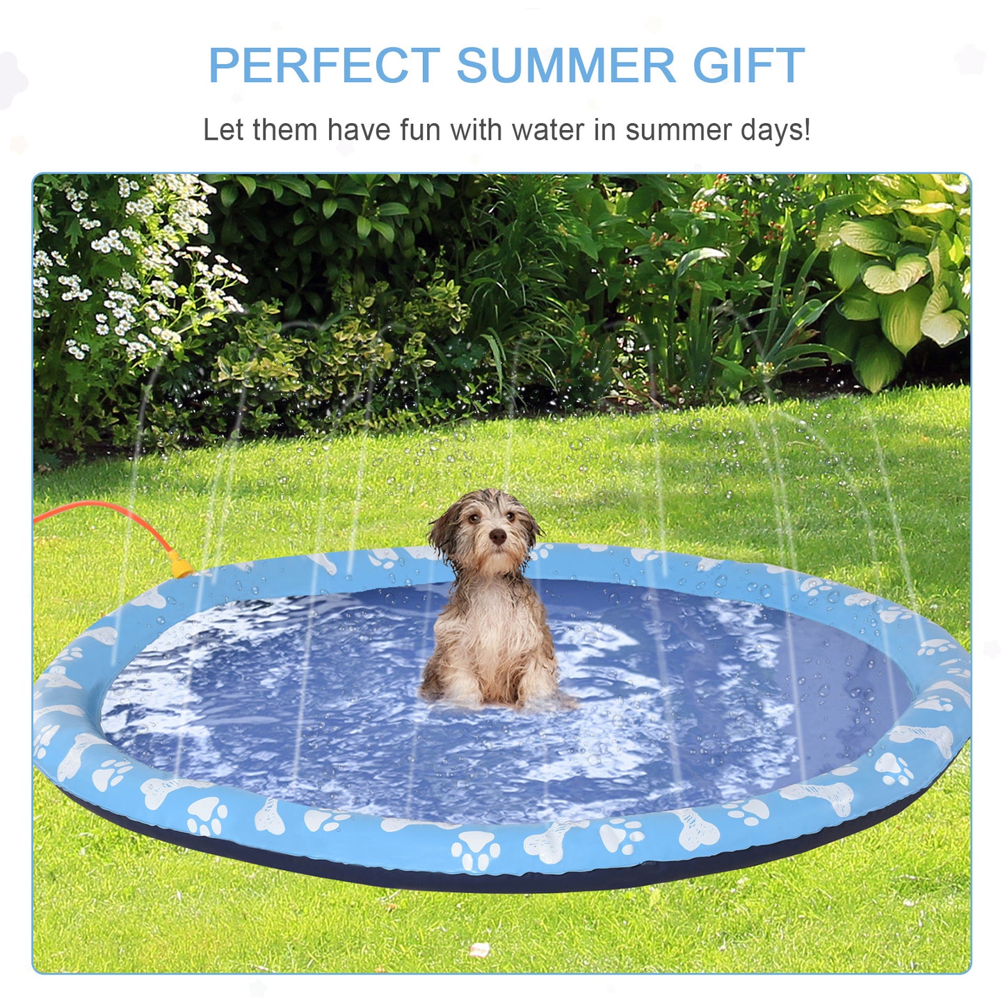 Splash Pad Sprinkler for Pets Dog Bath Pool Water Game Mat Outdoor