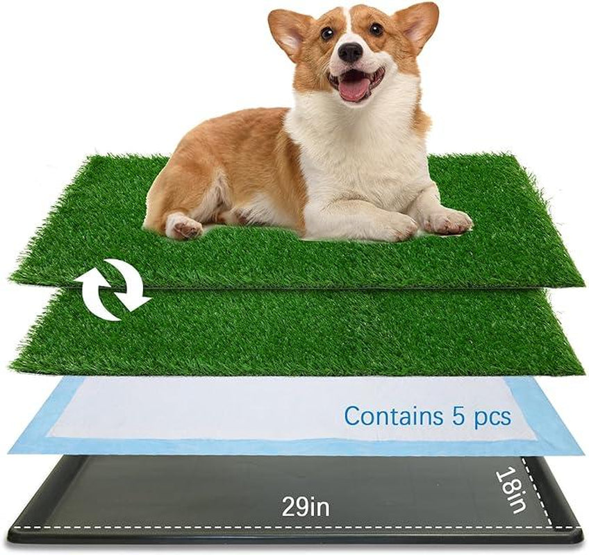 Dog Grass Pad with Tray, Indoor Dog Potty ,Artificial Fakedisposable Puppy Pads,For Puppy Training Apartment,Outdoor Use, Easy to Clean Puppy Toilet Training Pad, Ideal for Medium & Small Dogs