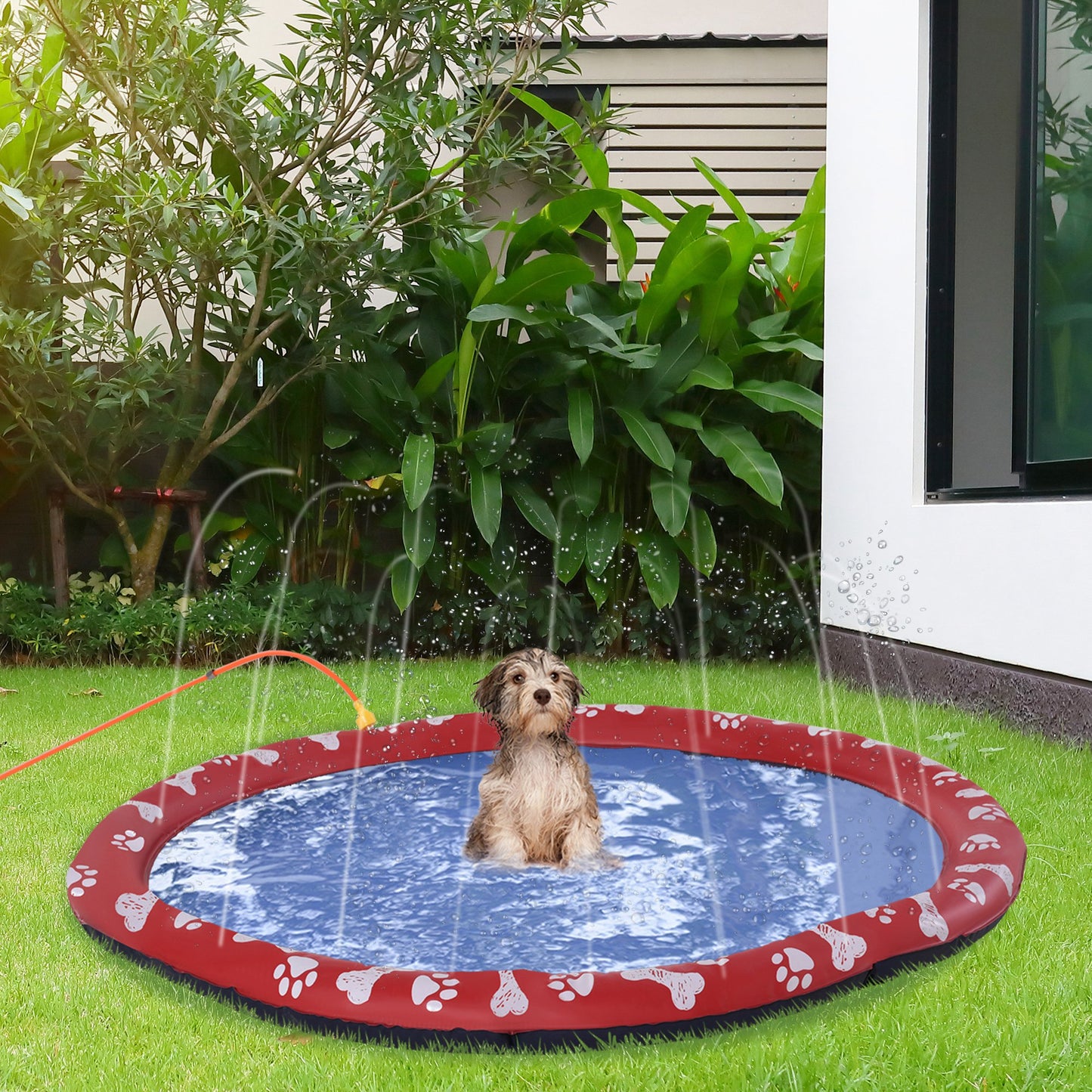 Splash Pad Sprinkler for Pets Dog Bath Pool Water Game Mat Outdoor