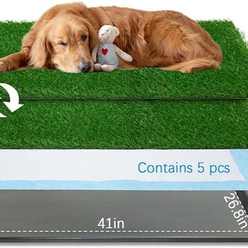 Dog Grass Pad with Tray, Indoor Dog Potty ,Artificial Fakedisposable Puppy Pads,For Puppy Training Apartment,Outdoor Use, Easy to Clean Puppy Toilet Training Pad, Ideal for Medium & Small Dogs