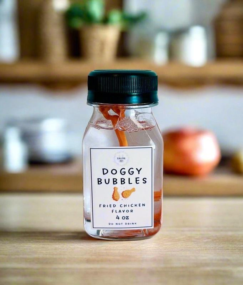 Gourmet Dog Bubbles - Scented & Flavored for Pets (Fried Chicken, Maple Bacon, Peanut Butter, Blueberry, Pumpkin Pie)