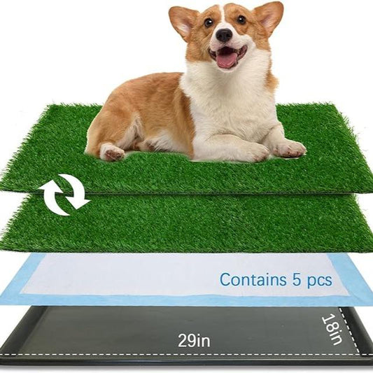 Dog Grass Pad with Tray, Indoor Dog Potty ,Artificial Fakedisposable Puppy Pads,For Puppy Training Apartment,Outdoor Use, Easy to Clean Puppy Toilet Training Pad, Ideal for Medium & Small Dogs