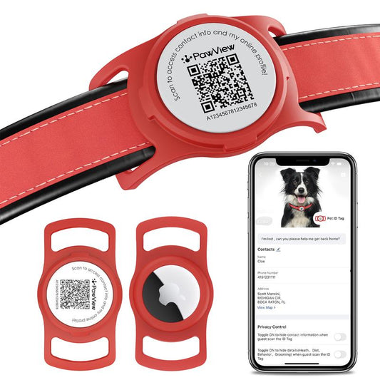 Airtag Dog Collar Holder, Smart QR Code Airtag Holder for Cats and Dogs - Scan Alert | Instant Location | Pet Online Profile | Contact Info | Pet APP Remote Control 1 Pack