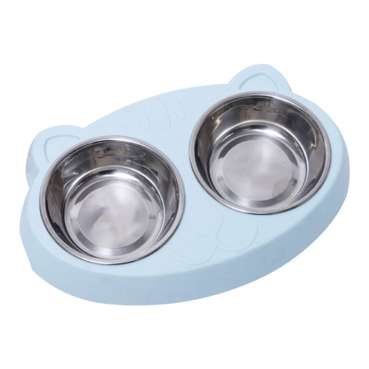 Dog Bowls Double Dog Water and Food Bowls Stainless Steel Bowls with Non-Slip Re