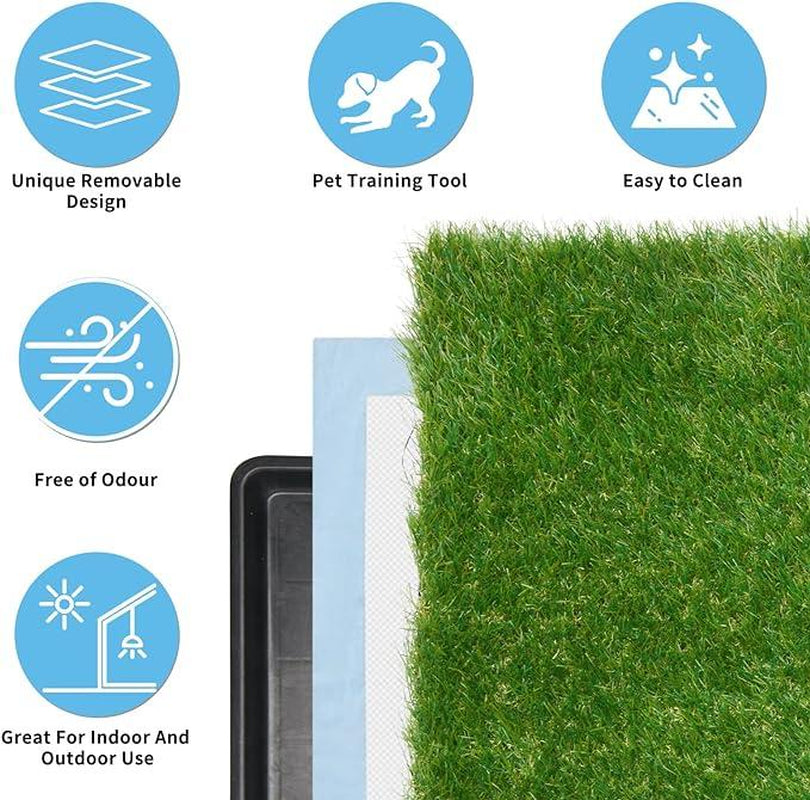 Dog Grass Pad with Tray, Indoor Dog Potty ,Artificial Fakedisposable Puppy Pads,For Puppy Training Apartment,Outdoor Use, Easy to Clean Puppy Toilet Training Pad, Ideal for Medium & Small Dogs