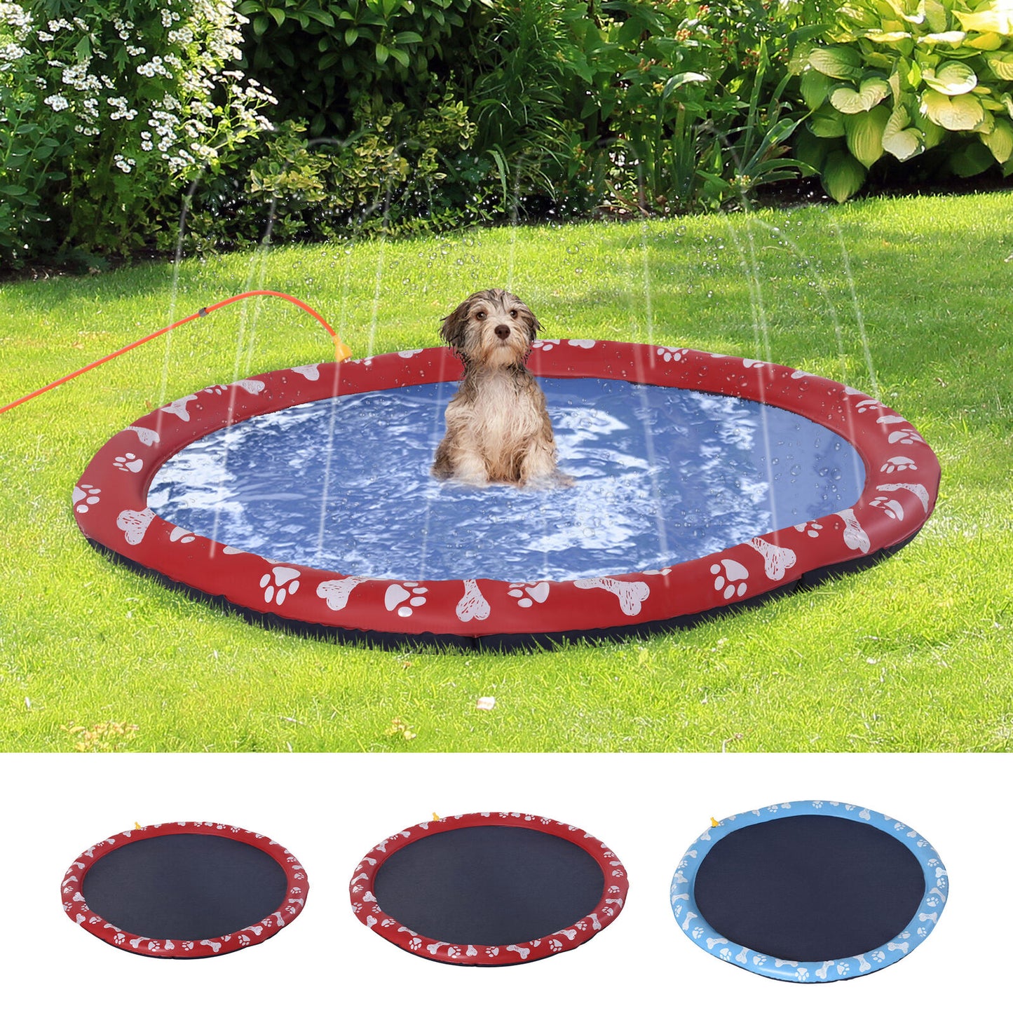 Splash Pad Sprinkler for Pets Dog Bath Pool Water Game Mat Outdoor