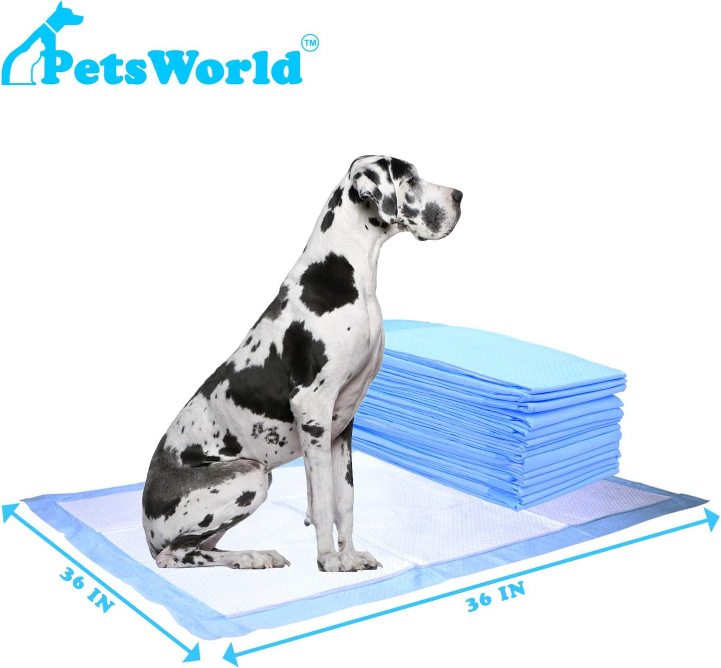 Giant Potty Pads for Pets, Odor Eliminating 36" X 36", 300 Count Pee Pads for Dogs, Gigantic Great Dane Pads, 5 Layer Ultra Absorbent Technology, Leak Proof Training Pads for Dogs & Cats