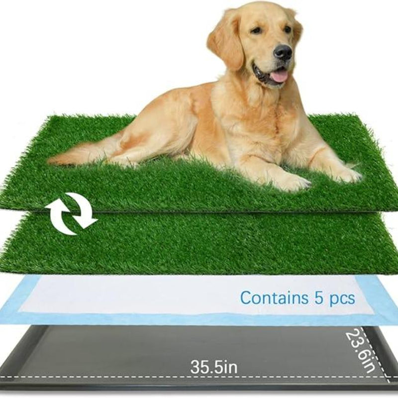 Dog Grass Pad with Tray, Indoor Dog Potty ,Artificial Fakedisposable Puppy Pads,For Puppy Training Apartment,Outdoor Use, Easy to Clean Puppy Toilet Training Pad, Ideal for Medium & Small Dogs