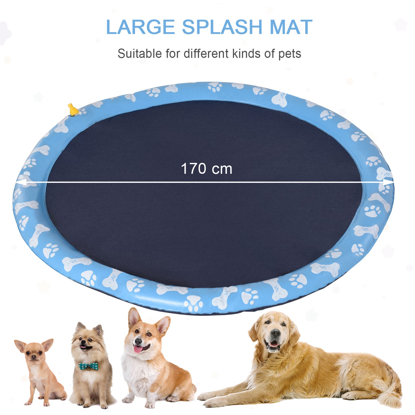 Splash Pad Sprinkler for Pets Dog Bath Pool Water Game Mat Outdoor