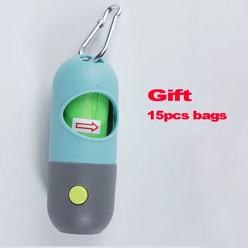 Dog Poop Bag Dispenser with LED Light Pet Cat Pick up Waste Pouch Holder Outdoor Pets Supplies Portable Garbage Bags Organizer