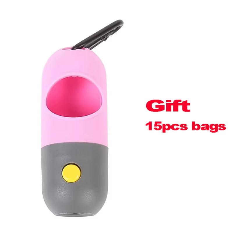 Dog Poop Bag Dispenser with LED Light Pet Cat Pick up Waste Pouch Holder Outdoor Pets Supplies Portable Garbage Bags Organizer