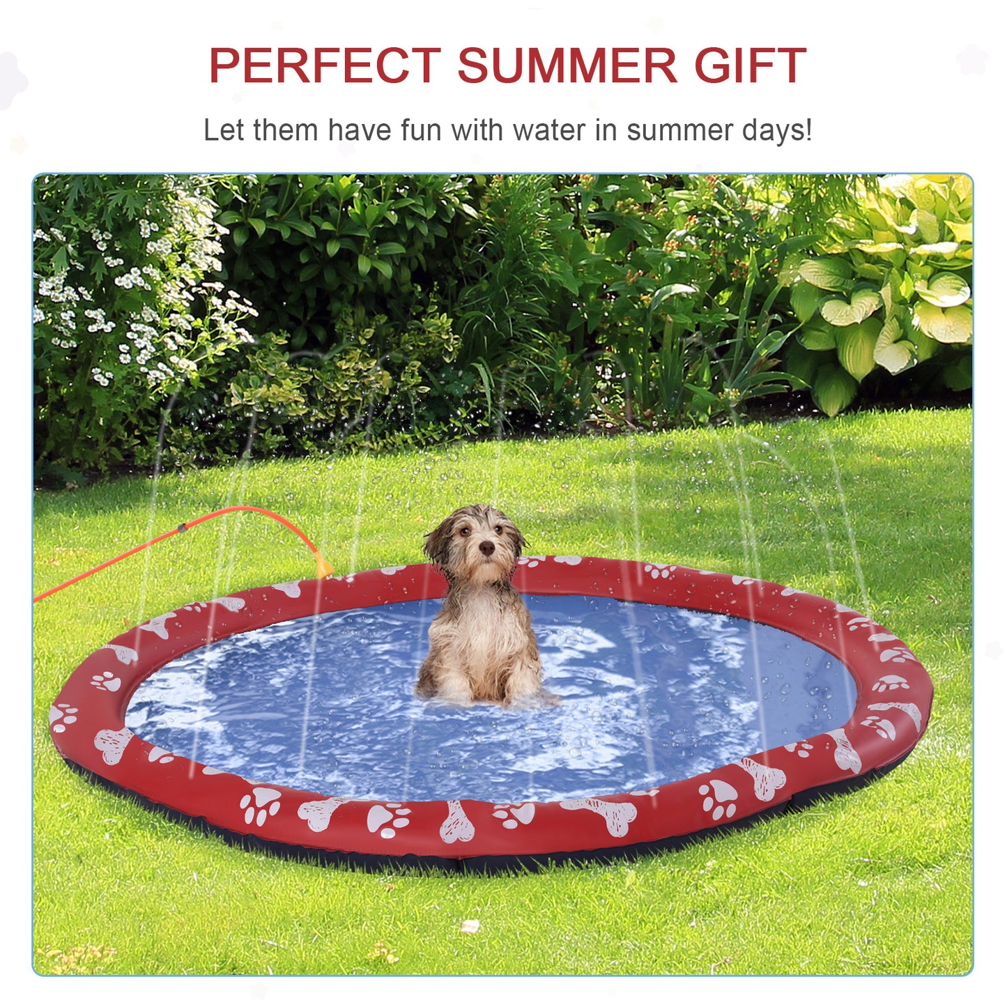 Splash Pad Sprinkler for Pets Dog Bath Pool Water Game Mat Outdoor