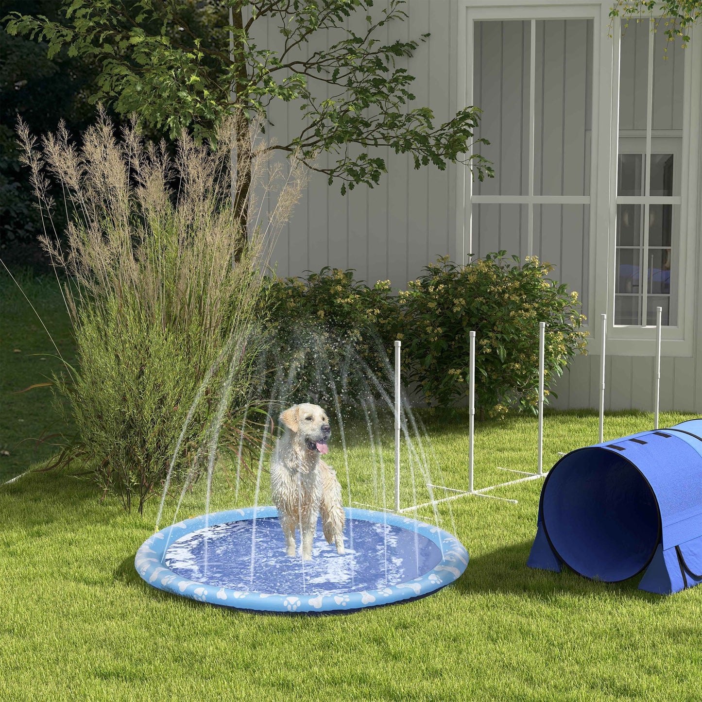 Splash Pad Sprinkler for Pets Dog Bath Pool Water Game Mat Outdoor