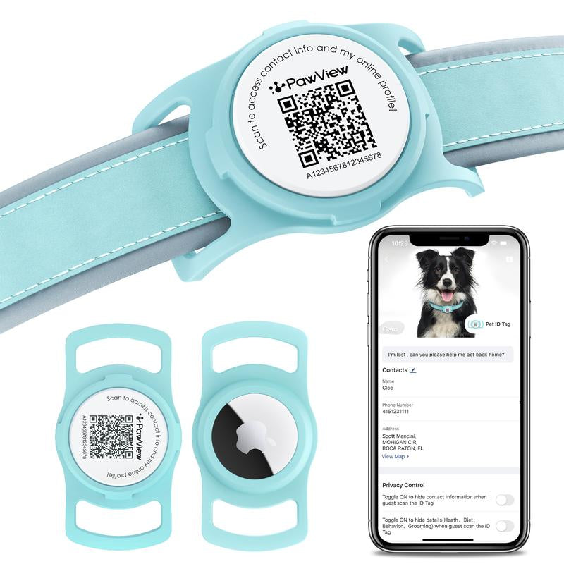 Airtag Dog Collar Holder, Smart QR Code Airtag Holder for Cats and Dogs - Scan Alert | Instant Location | Pet Online Profile | Contact Info | Pet APP Remote Control 1 Pack