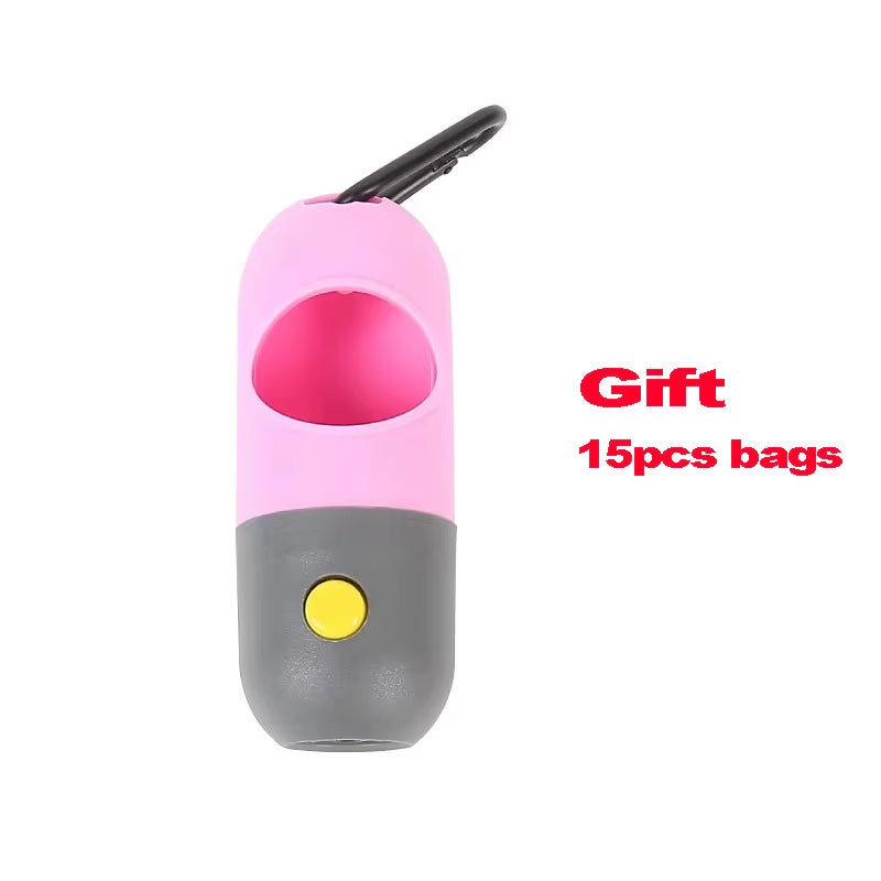 Dog Poop Bag Dispenser with LED Light Pet Cat Pick up Waste Pouch Holder Outdoor Pets Supplies Portable Garbage Bags Organizer